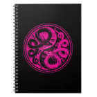 Pink and Black Yin Yang Chinese Dragons