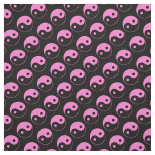 Pink and Black Yin Yang Pattern Fabric