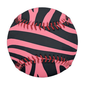 Pink and Black Zebra Animal Print Baseball