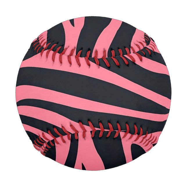 Pink and Black Zebra Animal Print Baseball (Front)