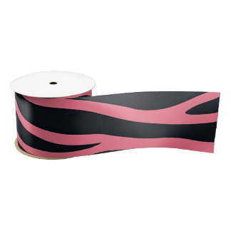 Pink and Black Zebra Animal Print  Satin Ribbon