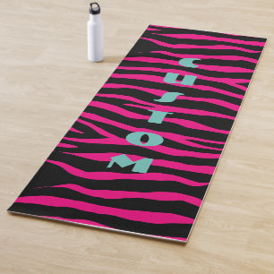 Pink and black zebra animal print thick big custom yoga mat