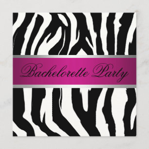 Pink and Black Zebra Bachelorette Party Invitation