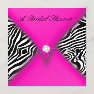 Pink and Black Zebra Bridal Shower Invitation