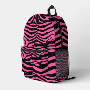 Pink and Black Zebra Pattern Printed Backpack