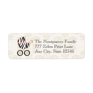 Pink and Black Zebra Print Baby Carriage Address
