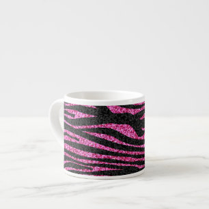 Pink and Black Zebra Print bling (faux glitter) Espresso Cup