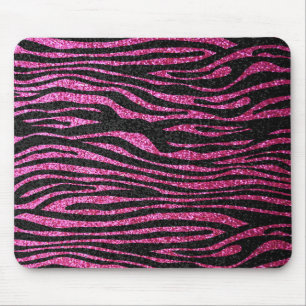 Pink and Black Zebra Print bling (faux glitter) Mouse Mat