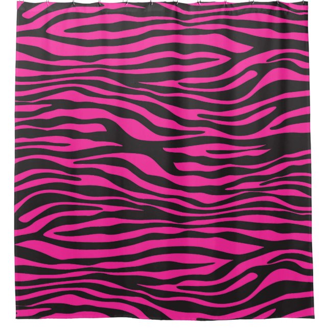Pink and Black Zebra Print Shower Curtain (Front)