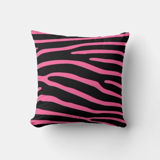 Pink and black zebra print Throw Pillow (Front)