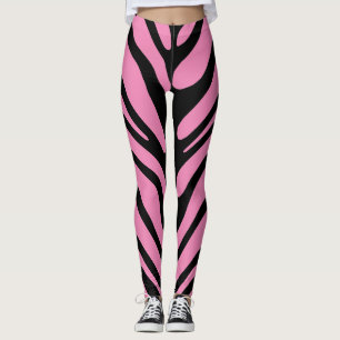 Pink And Black Zebra Stripes Leggings