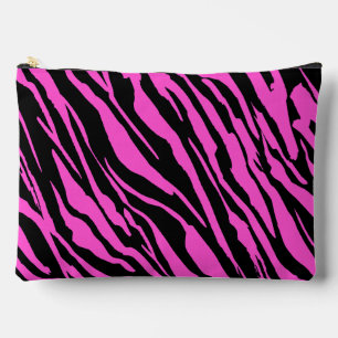 Pink and Black Zebra Stripes Pattern  Accessory Pouch