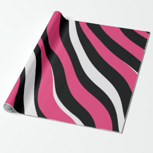 Pink and Black Zebra Stripes Wrapping Paper