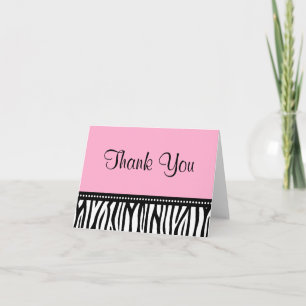 Pink and Black Zebra Thank You Card