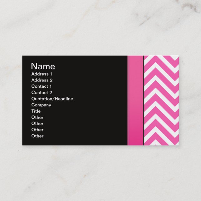 Pink and Black Zigzag Business Card (Front)