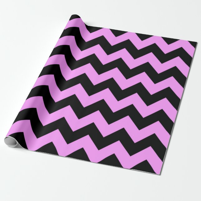 Pink and Black Zigzag gift wrap (Unrolled)