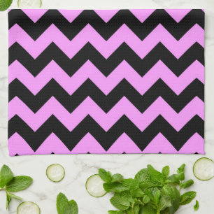 Pink and Black Zigzag Tea Towel