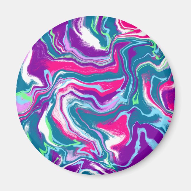 Pink and Blue Abstract Fluid Art  Magnet (Front)