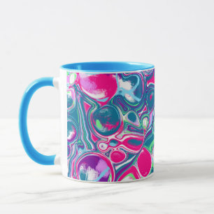 Pink and Blue Abstract Fluid Art  Mug