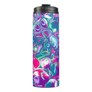 Pink and Blue Abstract Fluid Art   Thermal Tumbler