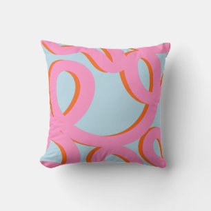 Pink And Blue Abstract Lines Cushion