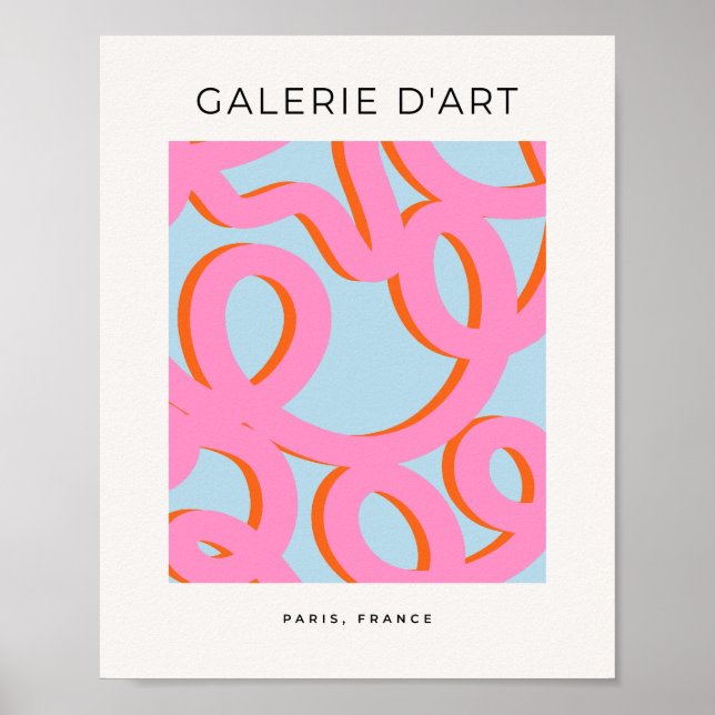 Pink And Blue Abstract Lines Poster (Front)