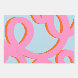 Pink And Blue Abstract Lines Wrapping Paper Sheet