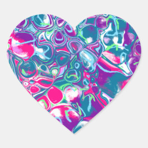 Pink and Blue Abstract Marble Fluid Art     Heart Sticker
