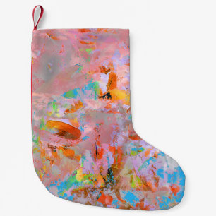 PINK AND BLUE ABSTRACT PAINTING SMALL CHRISTMAS STOCKING