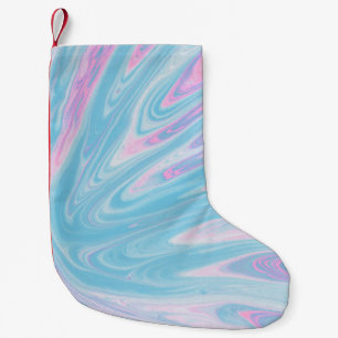 PINK AND BLUE ABSTRACT PAINTING SMALL CHRISTMAS STOCKING