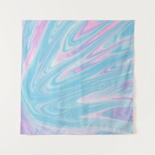 PINK AND BLUE ABSTRACT PAINTING TAPESTRY