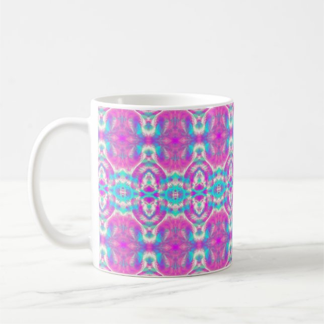 Pink and Blue Abstract Pattern Coffee Mug (Left)
