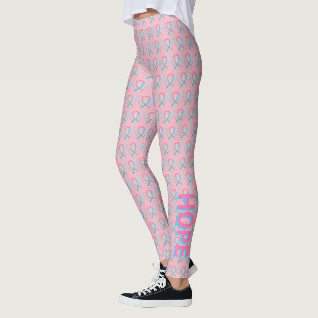 Pink and Blue Awareness Ribbon Angel Art Leggings (Left)