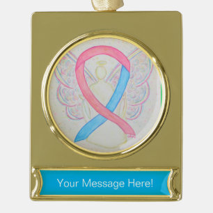 Pink and Blue Awareness Ribbon Angel Art Ornament