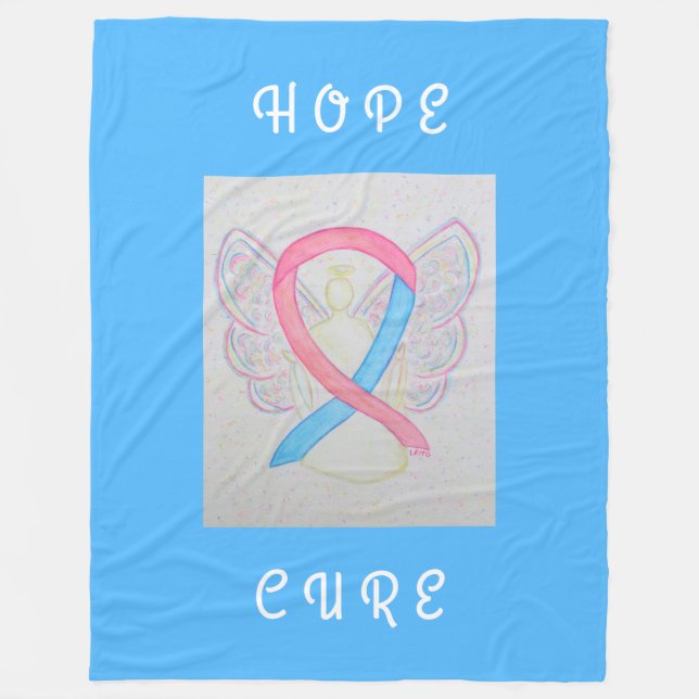 Pink and Blue Awareness Ribbon Angel Chemo Blanket (Front)