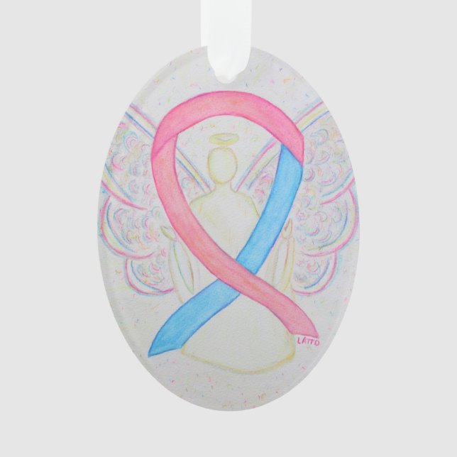 Pink and Blue Awareness Ribbon Angel Ornament (Front)