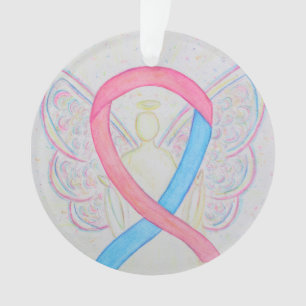 Pink and Blue Awareness Ribbon Angel Ornaments