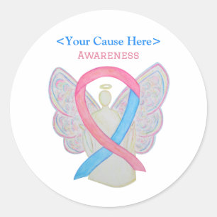 Pink and Blue Awareness Ribbon Art Decal Sticker
