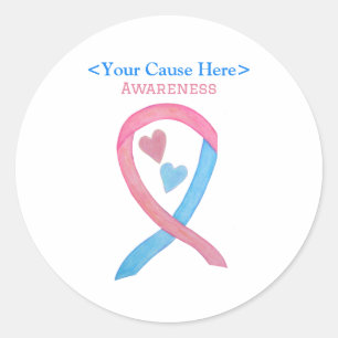 Pink and Blue Awareness Ribbon Art Sticker Decals