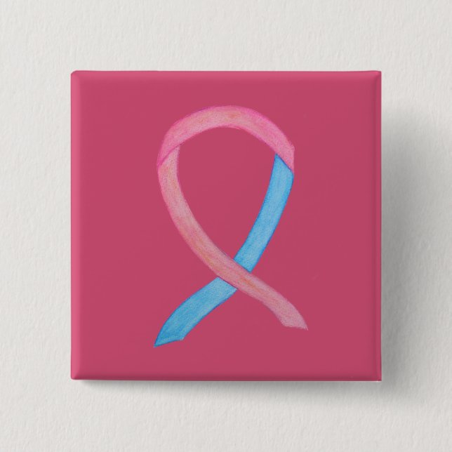 Pink and Blue Awareness Ribbon Custom Pins (Front)