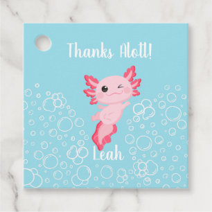 Pink and Blue Axolotl Birthday Gift tag
