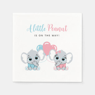 Pink and Blue Baby Elephant Balloon Gender Reveal Napkin