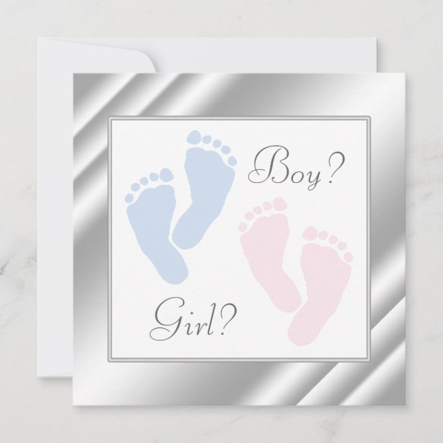 Pink and Blue Baby Feet Gender Reveal Invitation (Front)
