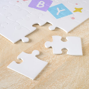 Pink and Blue Baby Footprints Gender Reveal Jigsaw Puzzle