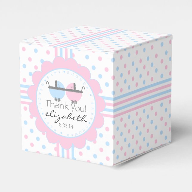 Pink and Blue Baby Shower Favour Box (Front Side)