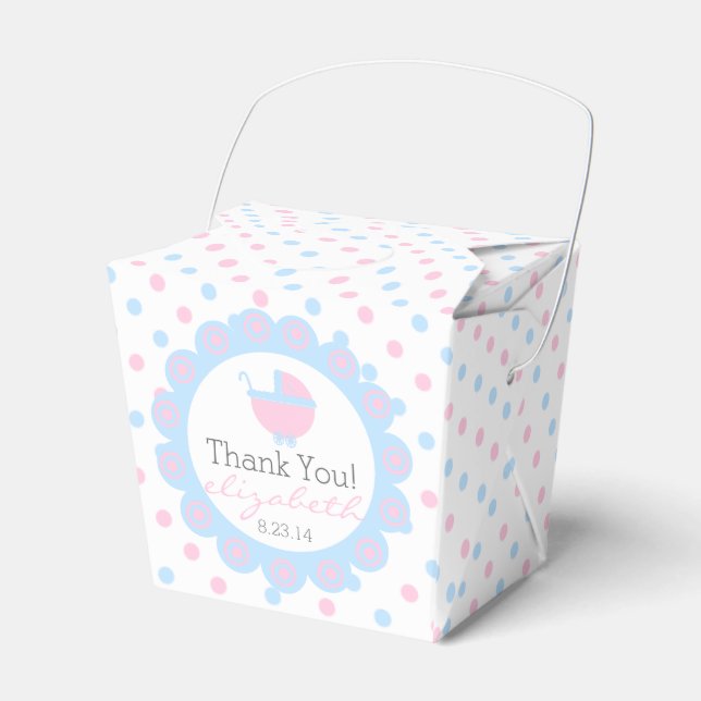 Pink and Blue-Baby Shower Favour Box (Front Side)