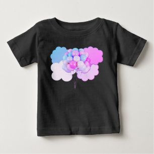 Pink and Blue Balloons in Clouds Baby T-Shirt