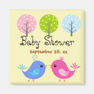 Pink and Blue Birds Baby Shower Magnet