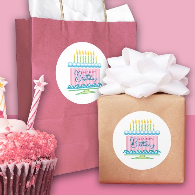 Pink And Blue Birthday Cake Sticker (Creator Uploaded)