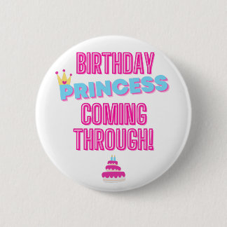 Pink and Blue Birthday Princess Pin Badge 